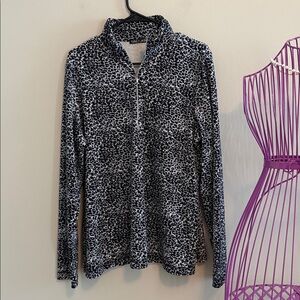 SNO SKINS Velour Black and White Patterned Long Sleeve Top